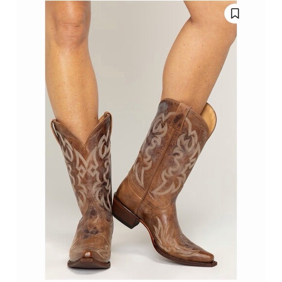 NEW SHYANNE SYLVIE DUBLIN VINTAGE WESTERN BOOTS SNIP TOE Tan Women 8 MSRP $200 - Picture 2 of 10